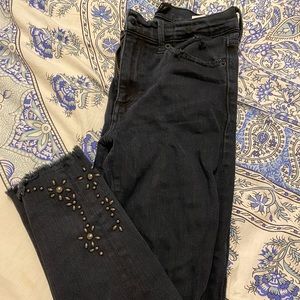 Lucky Jeans Black Embellished Raw Hem Jegging